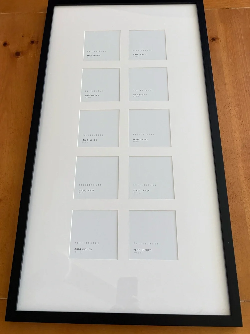 Pottery Barn Wood Gallery 10 Opening 4x4 Collage Frame, Black, NIB